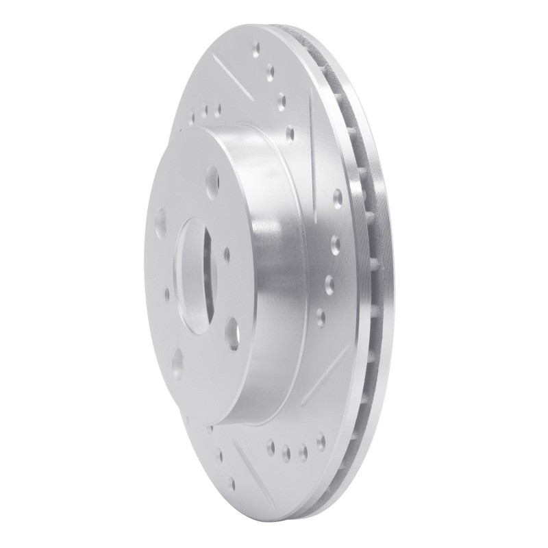 Toyota Echo Brake Rotor (1) - Front Right - R1 Concepts - Drilled & Slotted - Silver - `99-`05